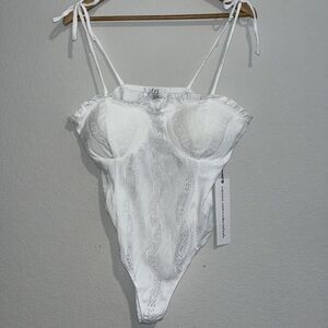 love is for eternity Bodysuit Underware NWT White large tie strappy sleeves
